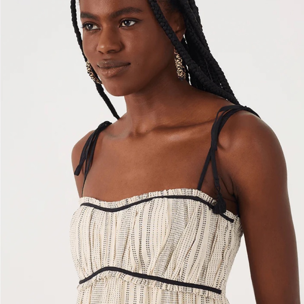 NWT Dressed To Off-White Sleeveless Tiered cotton Maxi Dress - Picture 3 of 6